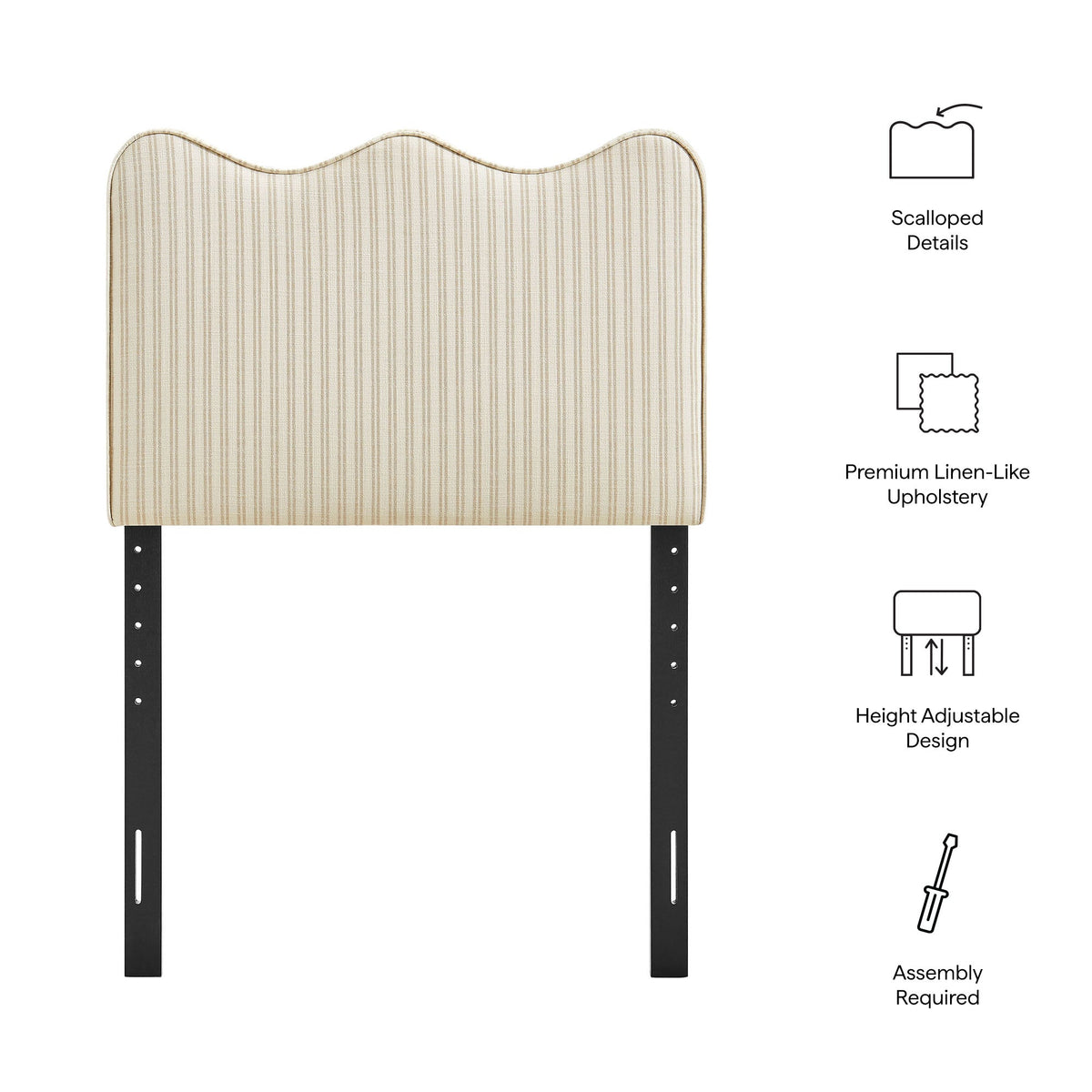 Athena Striped Fabric Upholstered Twin Size Headboard by Modway