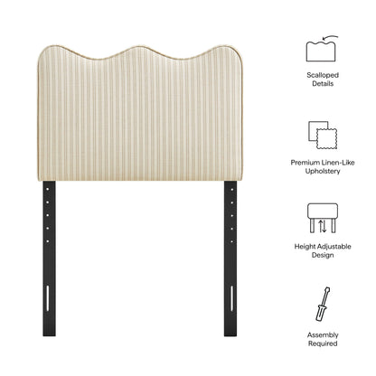 Athena Striped Fabric Upholstered Twin Size Headboard by Modway