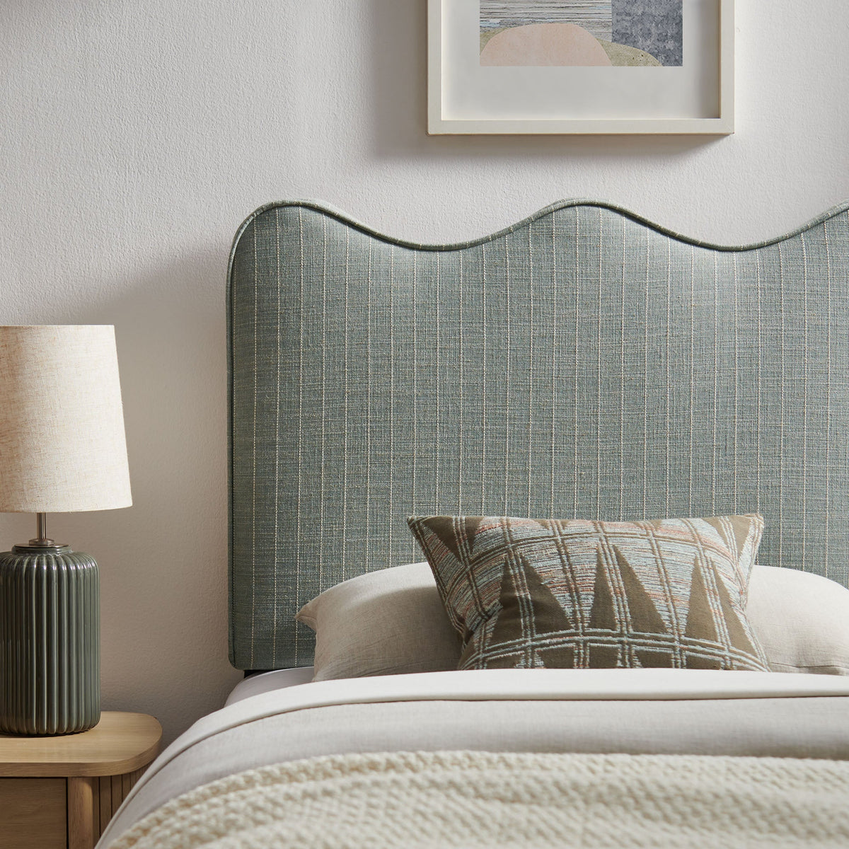 Athena Striped Fabric Upholstered Twin Size Headboard by Modway