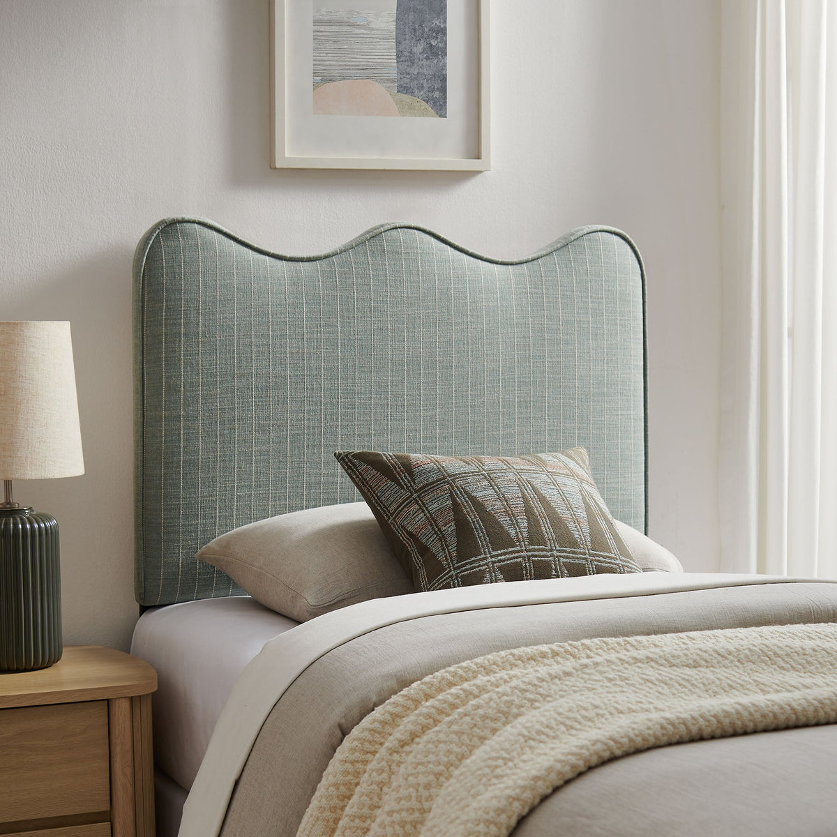 Athena Striped Fabric Upholstered Twin Size Headboard by Modway