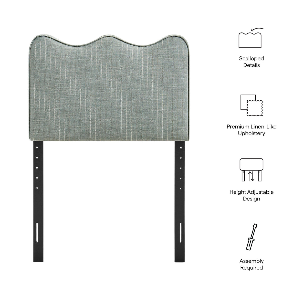 Athena Striped Fabric Upholstered Twin Size Headboard by Modway