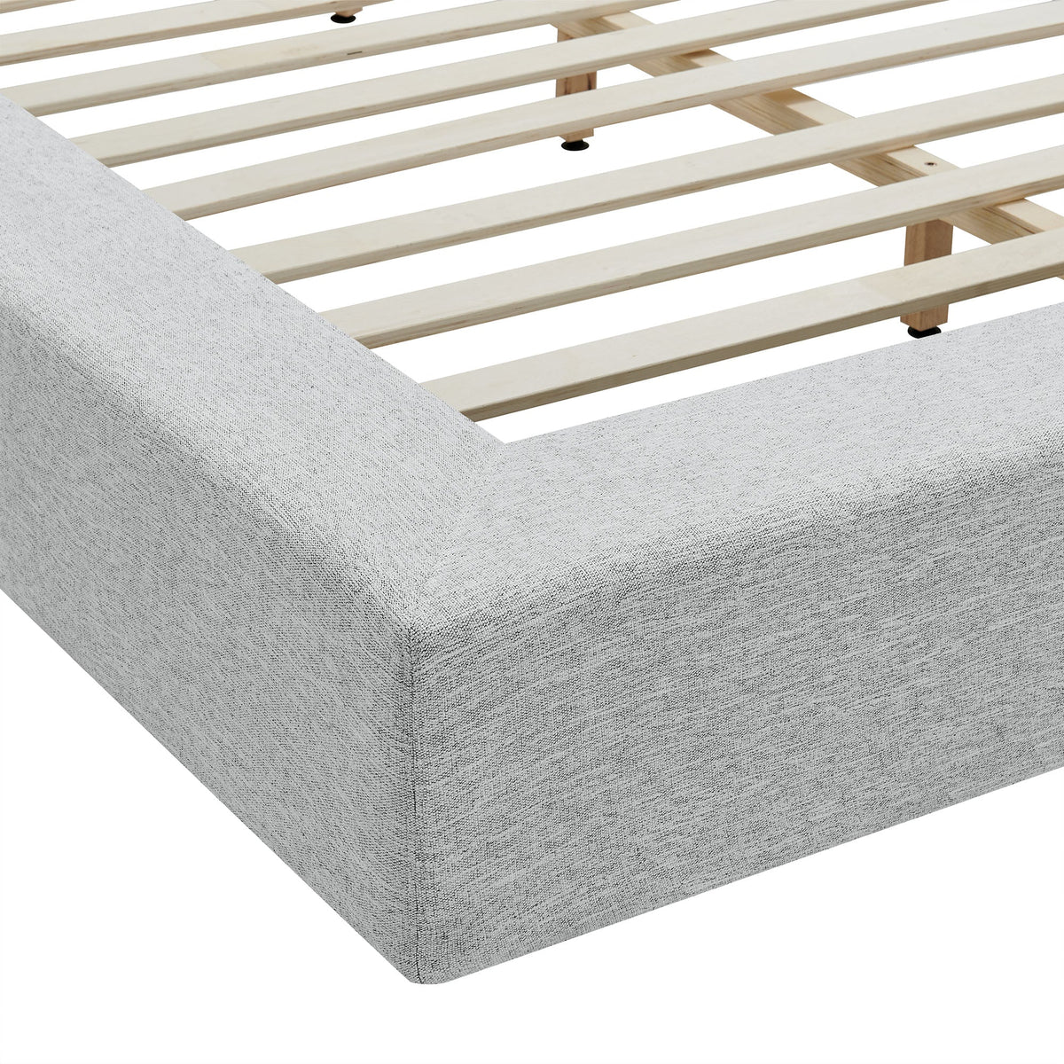 Luma Chenille Upholstered Queen Platform Bed Frame by Modway - Ivory Fabric / Light Gray Fabric