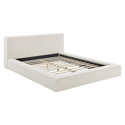 Luma Chenille Upholstered King Platform Bed Frame by Modway - Ivory Fabric / Light Gray Fabric