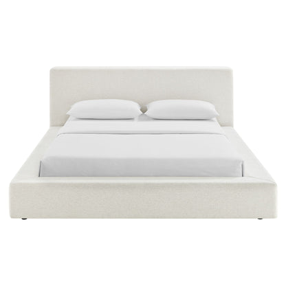 Luma Chenille Upholstered King Platform Bed Frame by Modway - Ivory Fabric / Light Gray Fabric