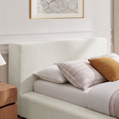 Luma Chenille Upholstered King Platform Bed Frame by Modway - Ivory Fabric / Light Gray Fabric