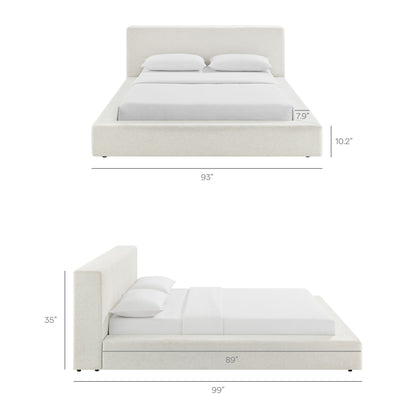Luma Chenille Upholstered King Platform Bed Frame by Modway - Ivory Fabric / Light Gray Fabric
