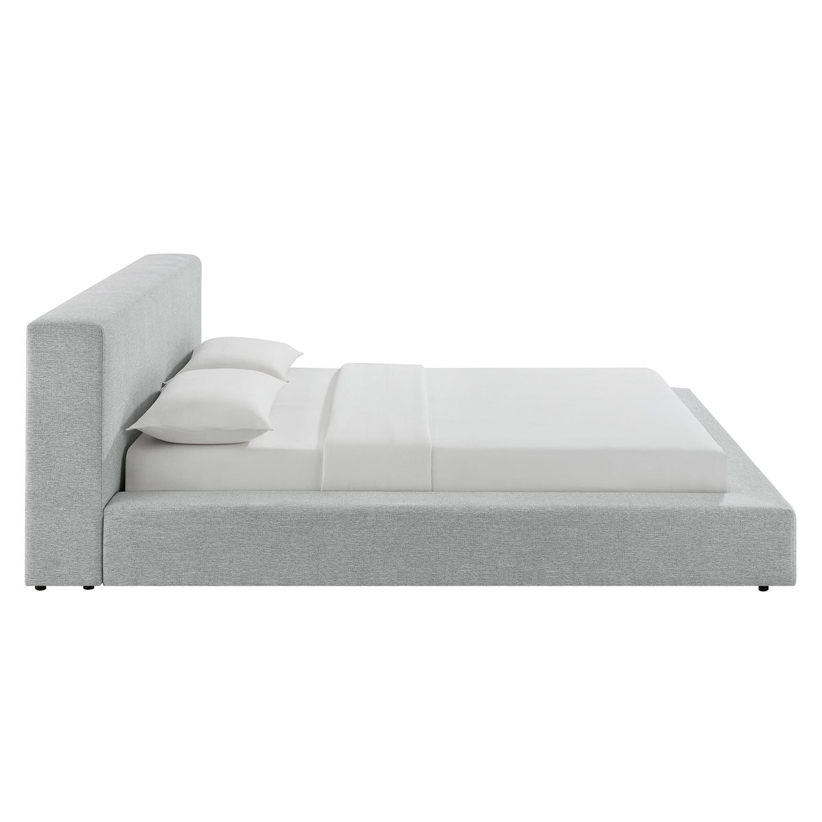 Luma Chenille Upholstered King Platform Bed Frame by Modway - Ivory Fabric / Light Gray Fabric