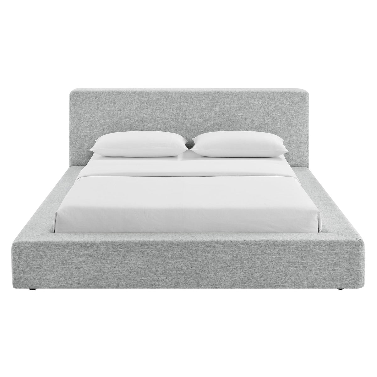 Luma Chenille Upholstered King Platform Bed Frame by Modway - Ivory Fabric / Light Gray Fabric