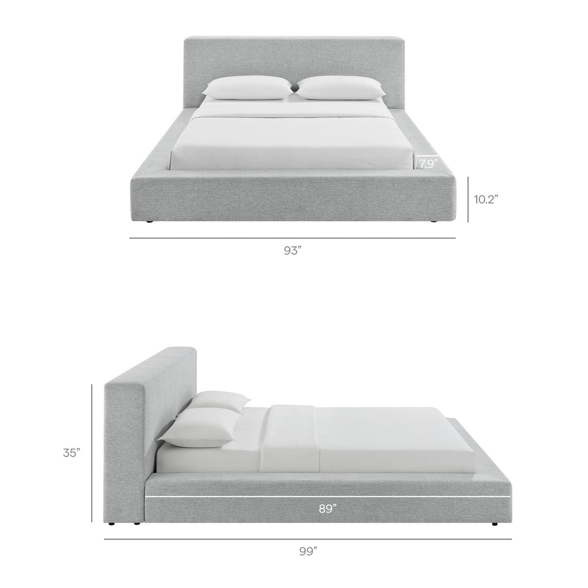 Luma Chenille Upholstered King Platform Bed Frame by Modway - Ivory Fabric / Light Gray Fabric
