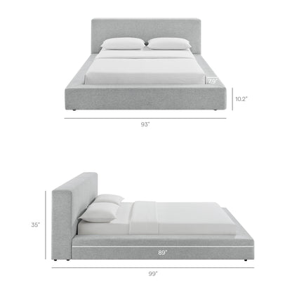 Luma Chenille Upholstered King Platform Bed Frame by Modway - Ivory Fabric / Light Gray Fabric