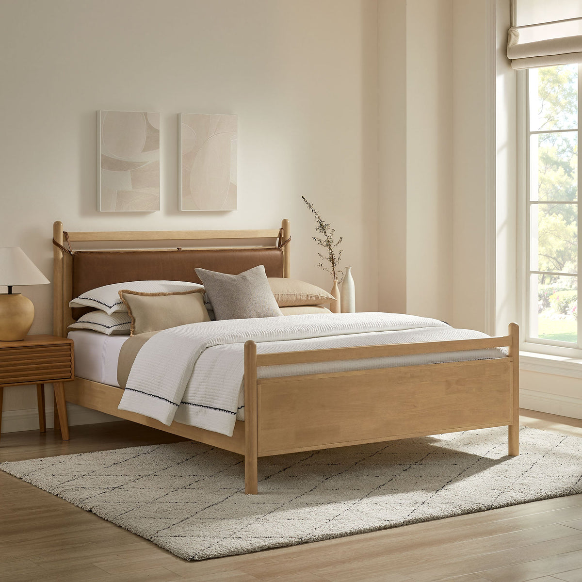 Leni Queen Size Vegan Leather and Wood Platform Bed Frame by Modway