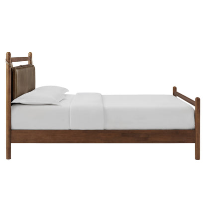 Leni Queen Size Vegan Leather and Wood Platform Bed Frame by Modway