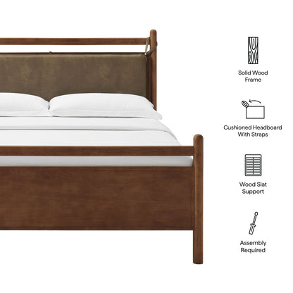 Leni Queen Size Vegan Leather and Wood Platform Bed Frame by Modway