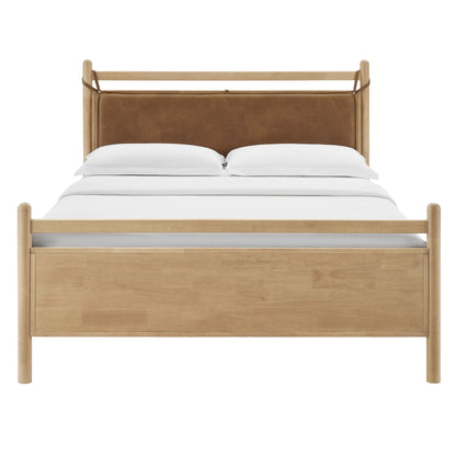 Leni King Size Vegan Leather and Wood Platform Bed Frame by Modway