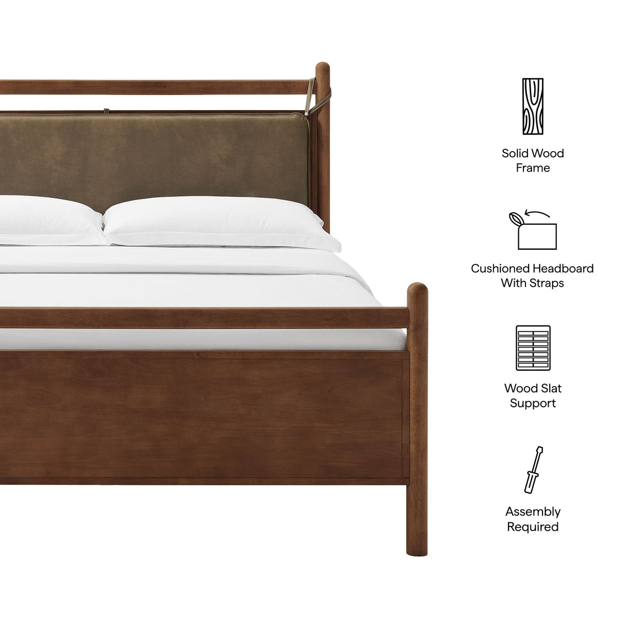 Leni King Size Vegan Leather and Wood Platform Bed Frame by Modway
