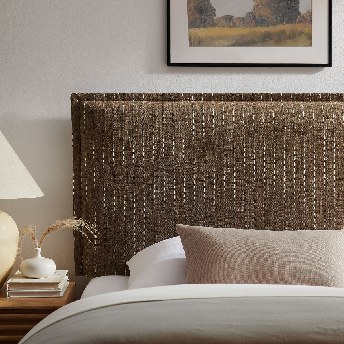 Camille Striped Linen Blend Twin Size Headboard by Modway