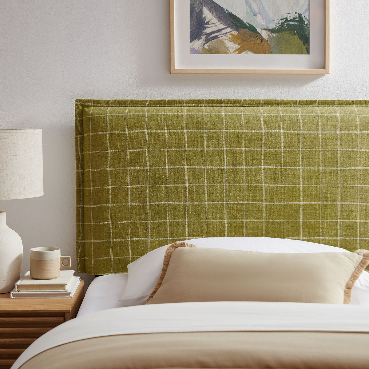 Camille Checkered Linen Blend Twin Size Headboard by Modway