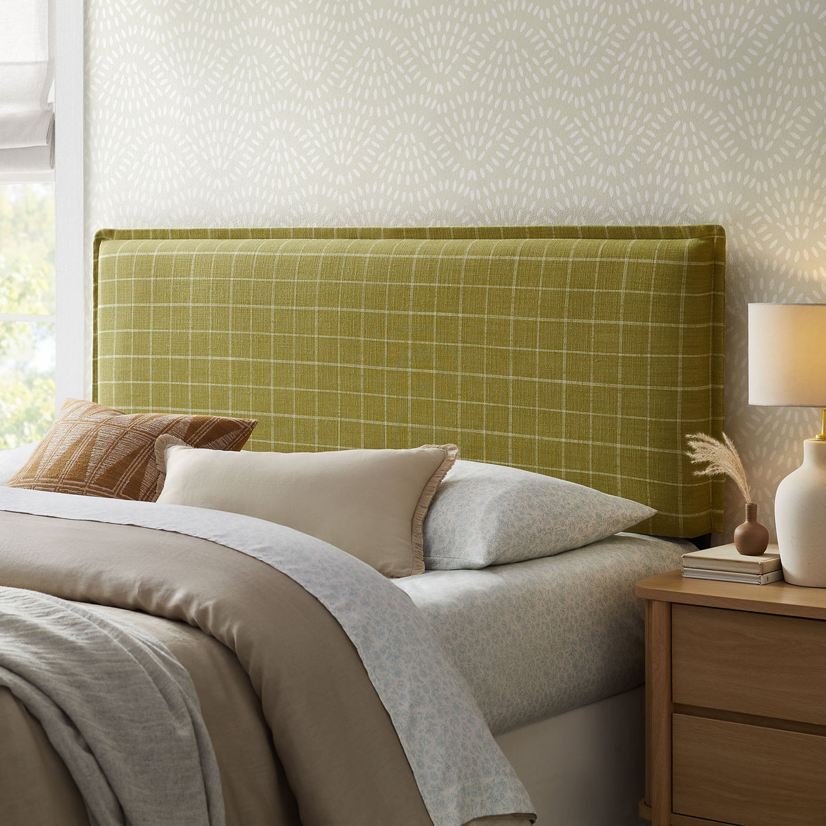 Camille Checkered Linen Blend King Size Headboard by Modway