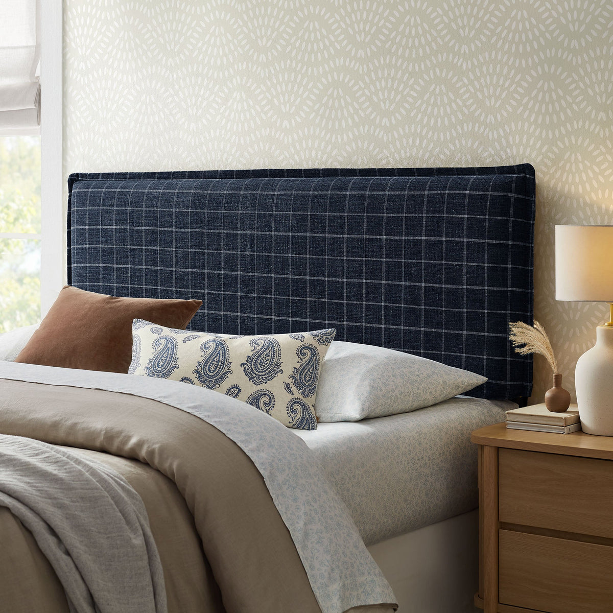 Camille Checkered Linen Blend King Size Headboard by Modway
