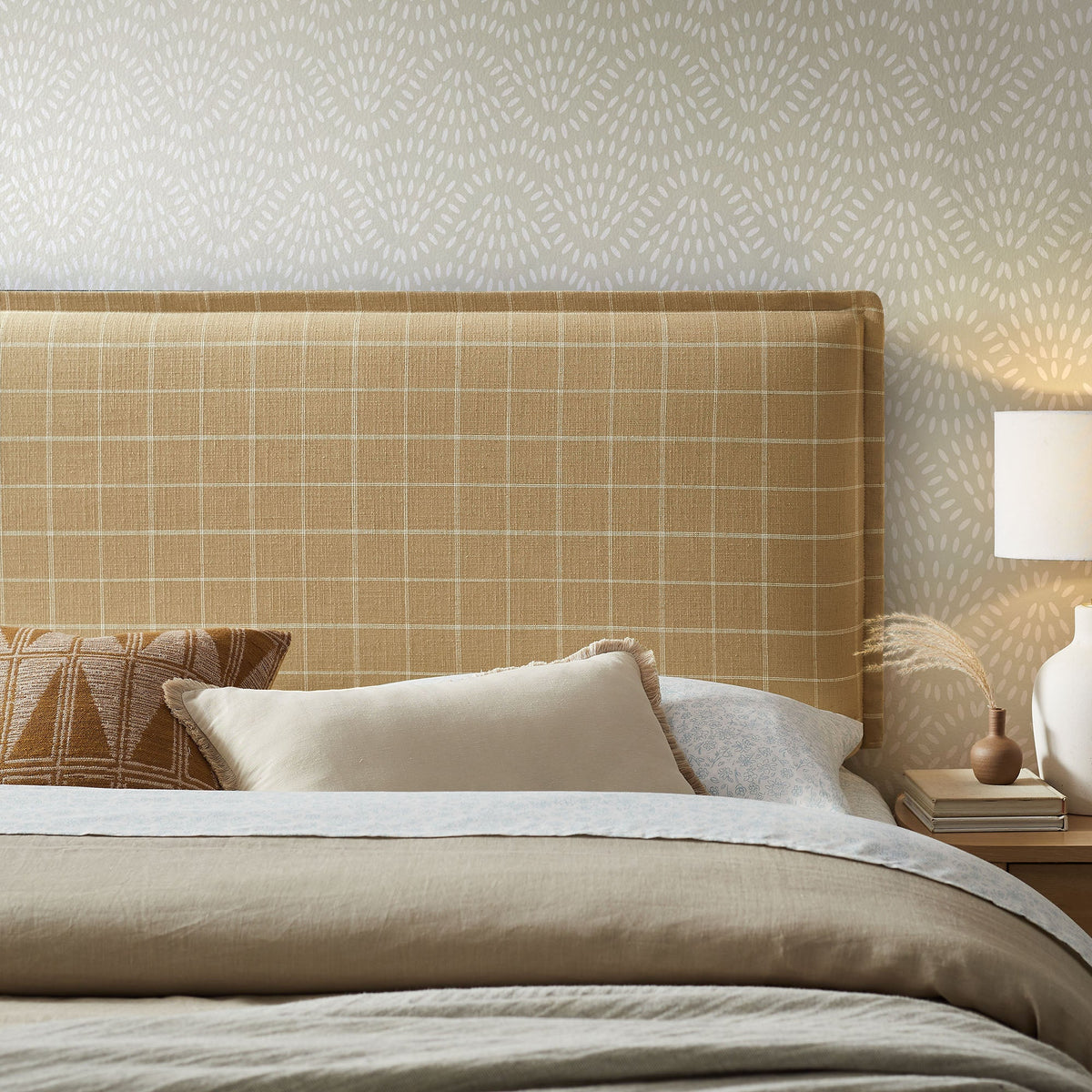 Camille Checkered Linen Blend King Size Headboard by Modway