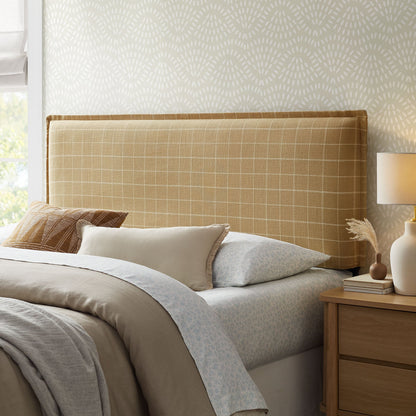 Camille Checkered Linen Blend King Size Headboard by Modway