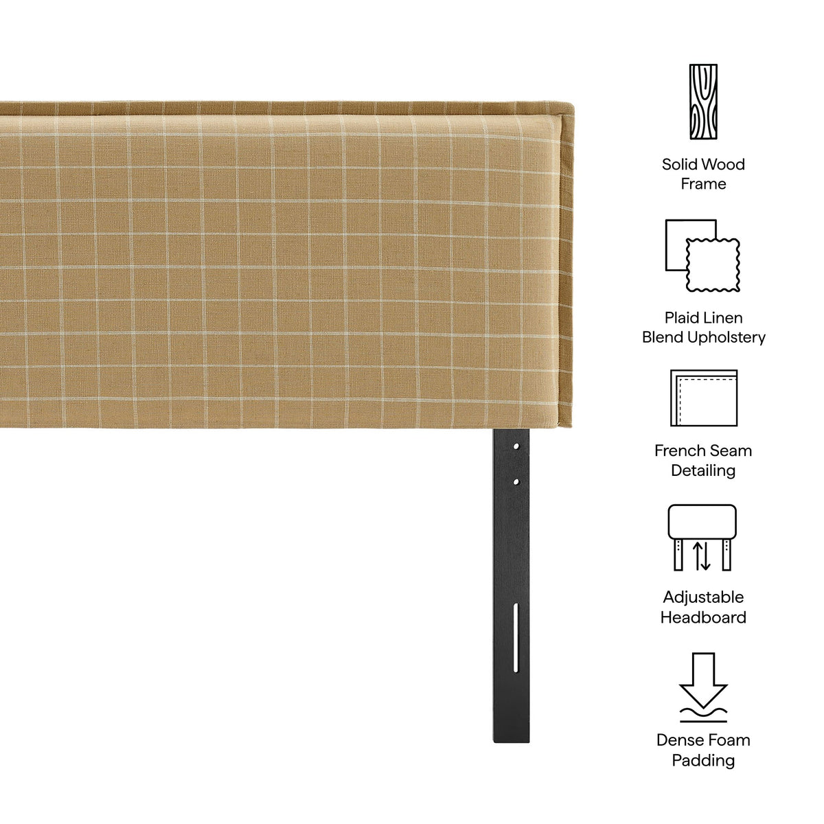 Camille Checkered Linen Blend King Size Headboard by Modway