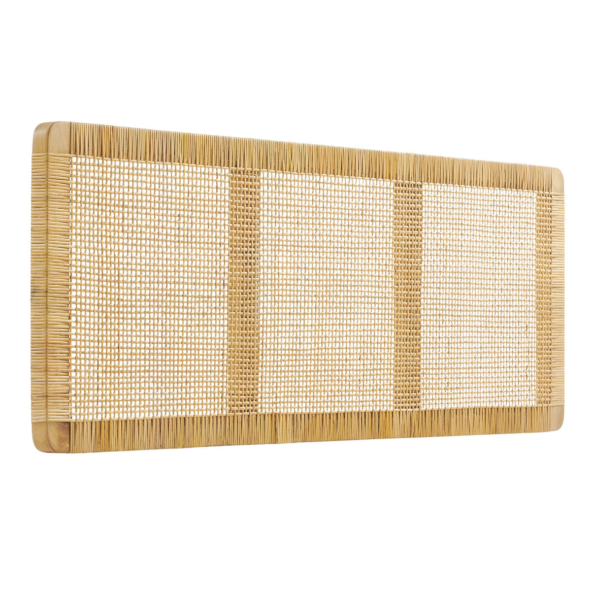 Sandy Wall Mounted Wood and Rattan Queen Size Headboard by Modway