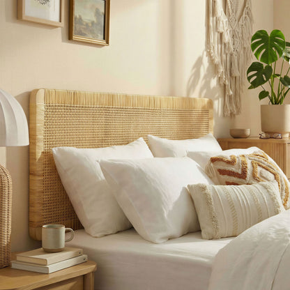 Sandy Wall Mounted Wood and Rattan King Size Headboard by Modway