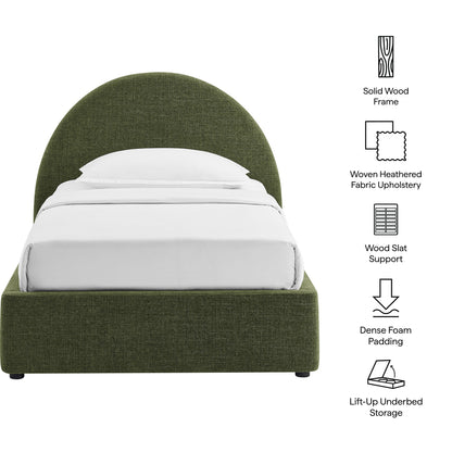 Resort Twin Arched Upholstered Fabric Storage Platform Bed Frame by Modway