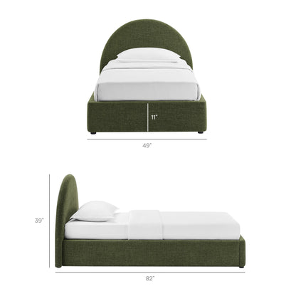 Resort Twin Arched Upholstered Fabric Storage Platform Bed Frame by Modway