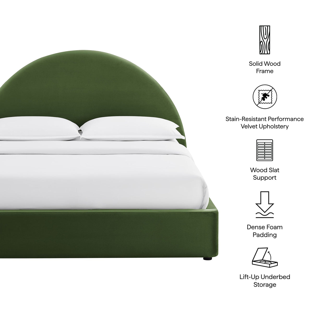 Resort Full Arched Performance Velvet Storage Platform Bed Frame by Modway