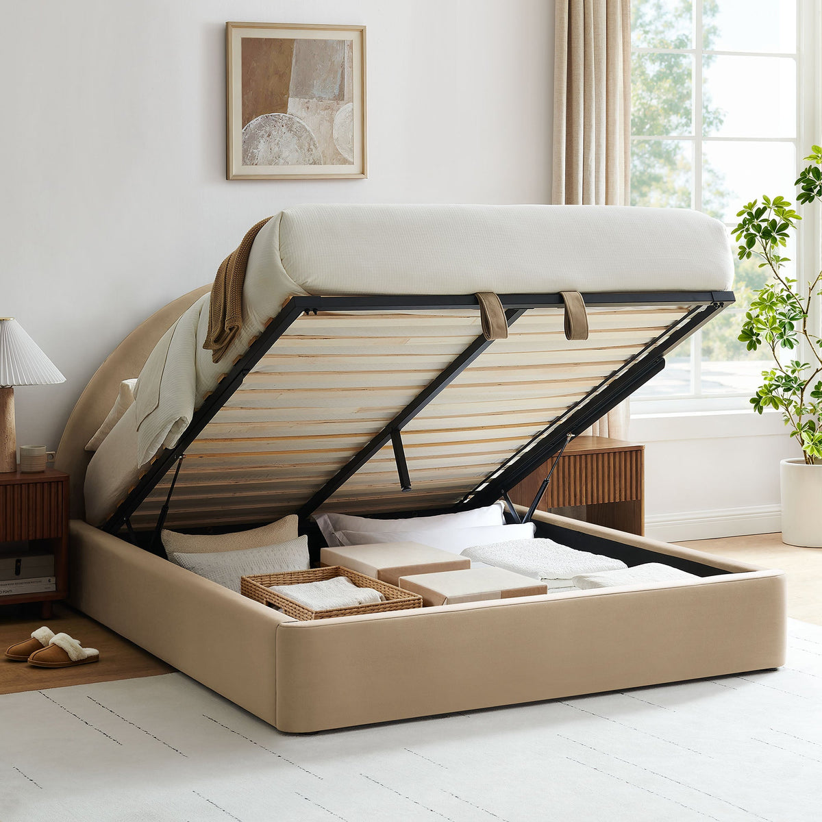 Resort Full Arched Performance Velvet Storage Platform Bed Frame by Modway