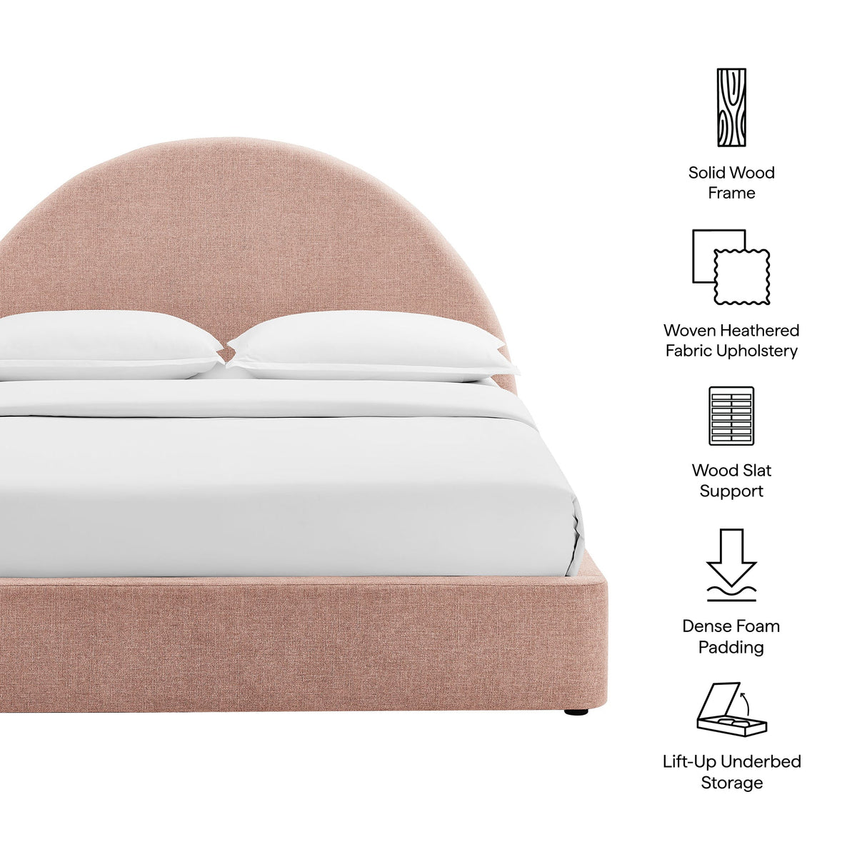 Resort King Arched Upholstered Fabric Storage Platform Bed Frame by Modway