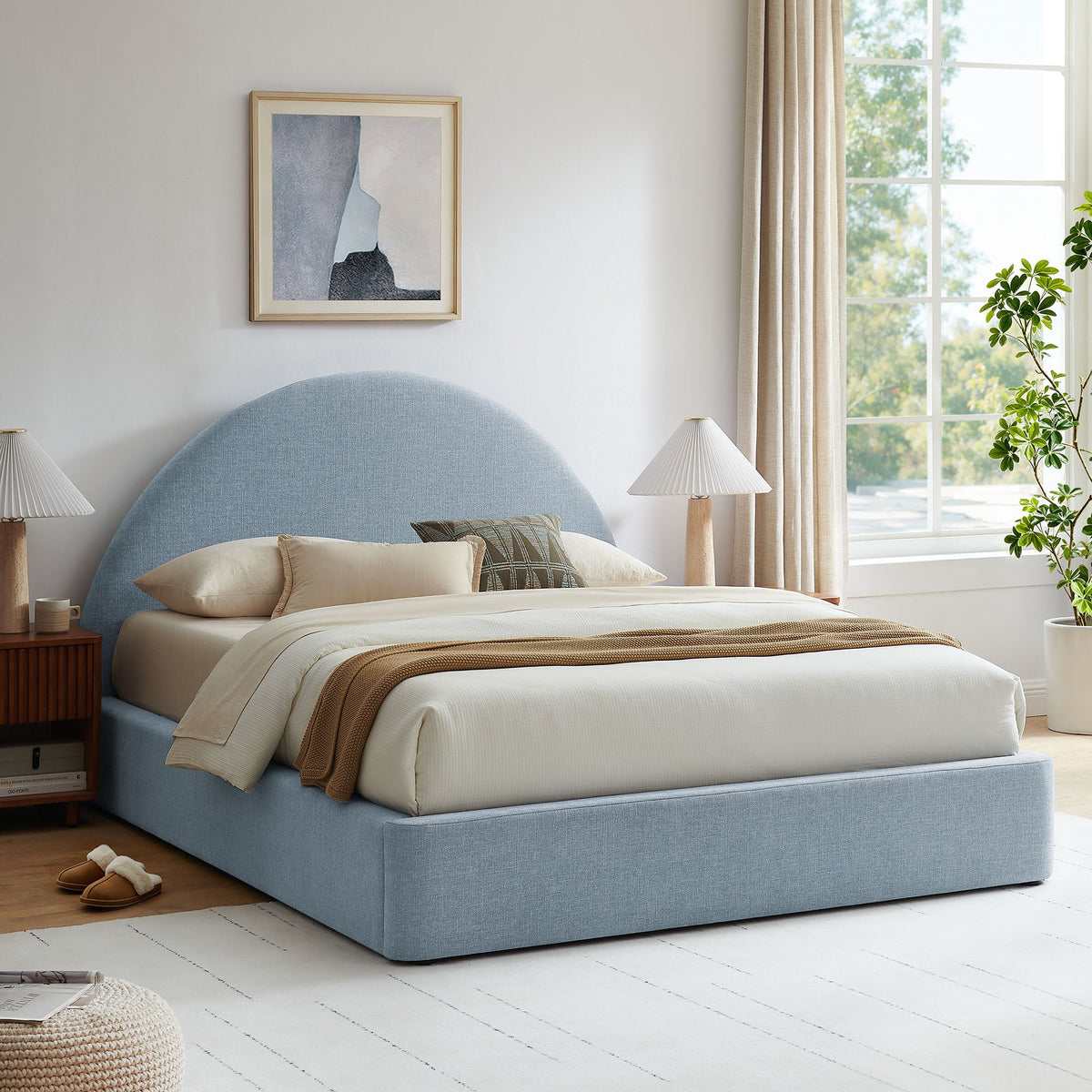 Resort King Arched Upholstered Fabric Storage Platform Bed Frame by Modway