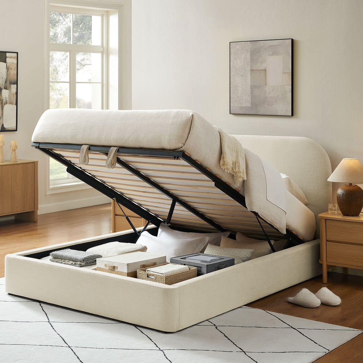 Keynote Queen Fabric Upholstered Storage Platform Bed Frame by Modway