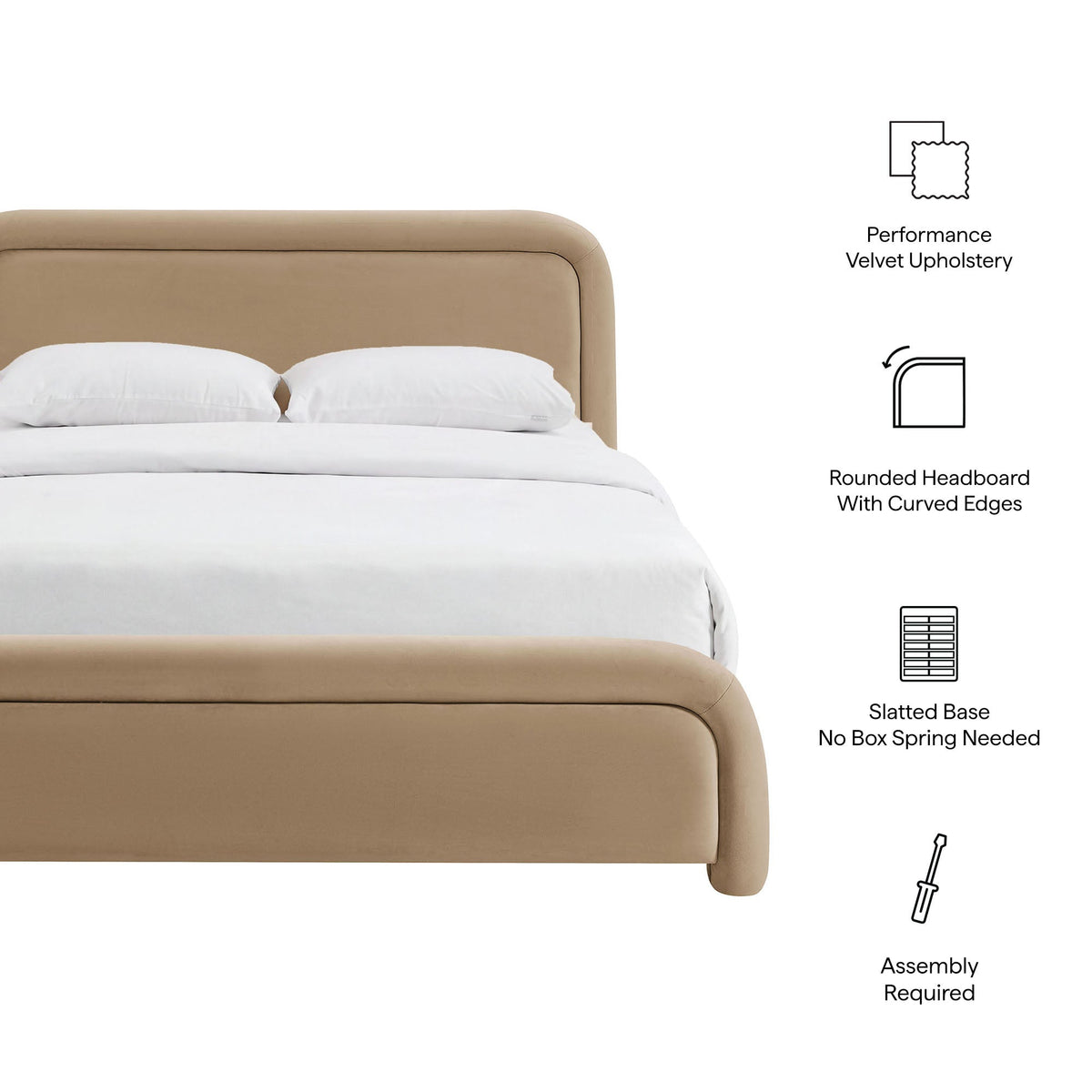 Beck King Performance Velvet Platform Bed by Modway