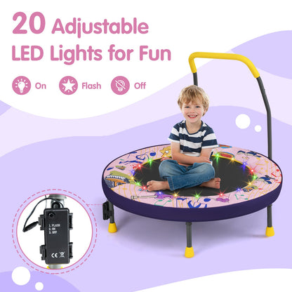 Mini Trampoline Folding Small Rebounder for Kids with Lights-Pink