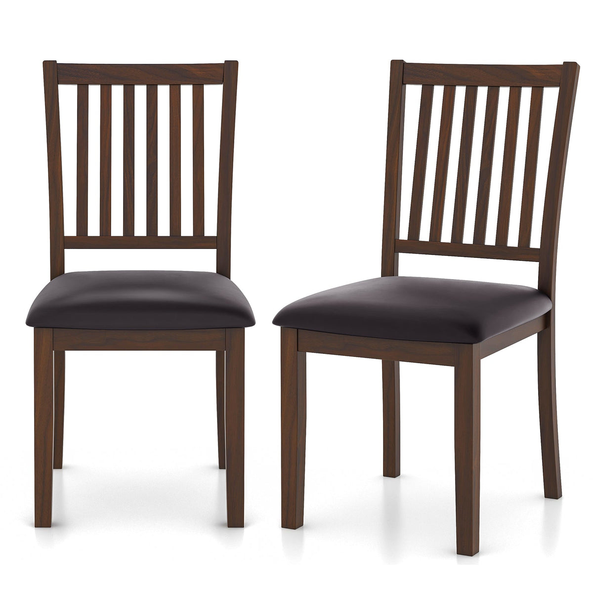 Upholstered Modern Dining Chair Set of 2 with Slanted High Backrest-Brown