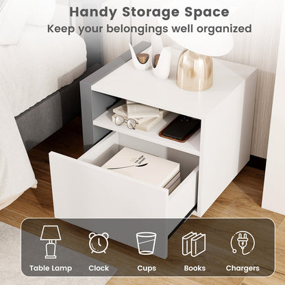 Modern Minimalist Nightstand with Drawer for Bedroom