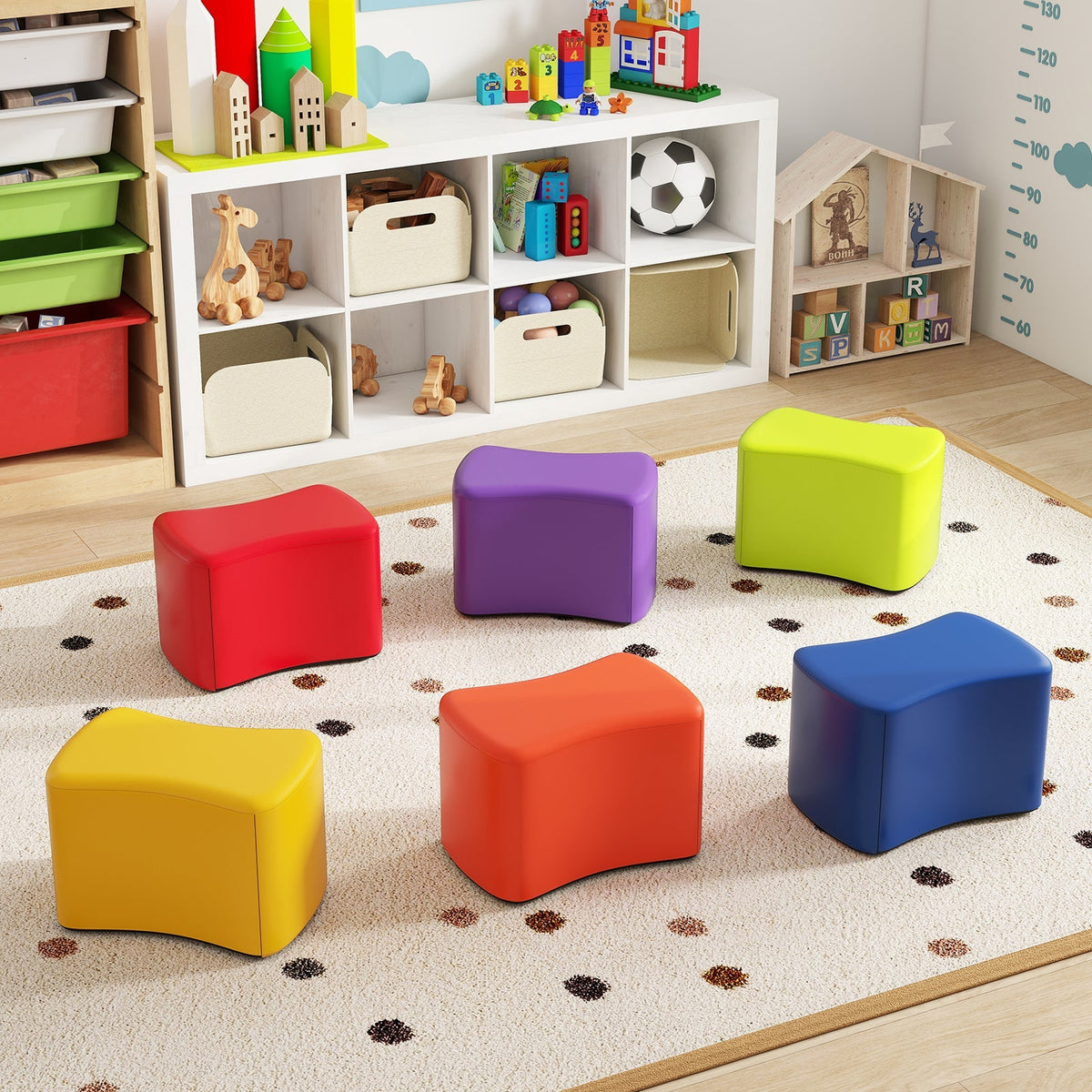 Modular Stool Set for Kids 6 PCS Butterfly Stools-Multicolor