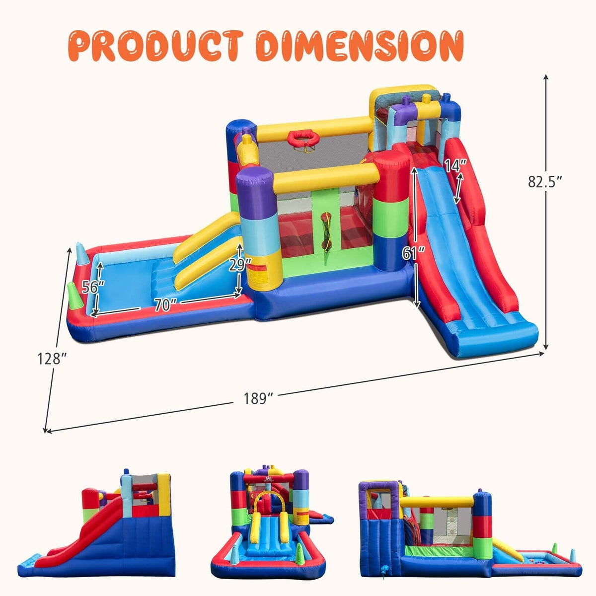 Inflatable Bounce House with 680W Blower and Ball Pit