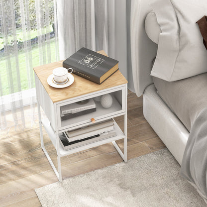 Nightstand with Flip up Door Storage Shelf