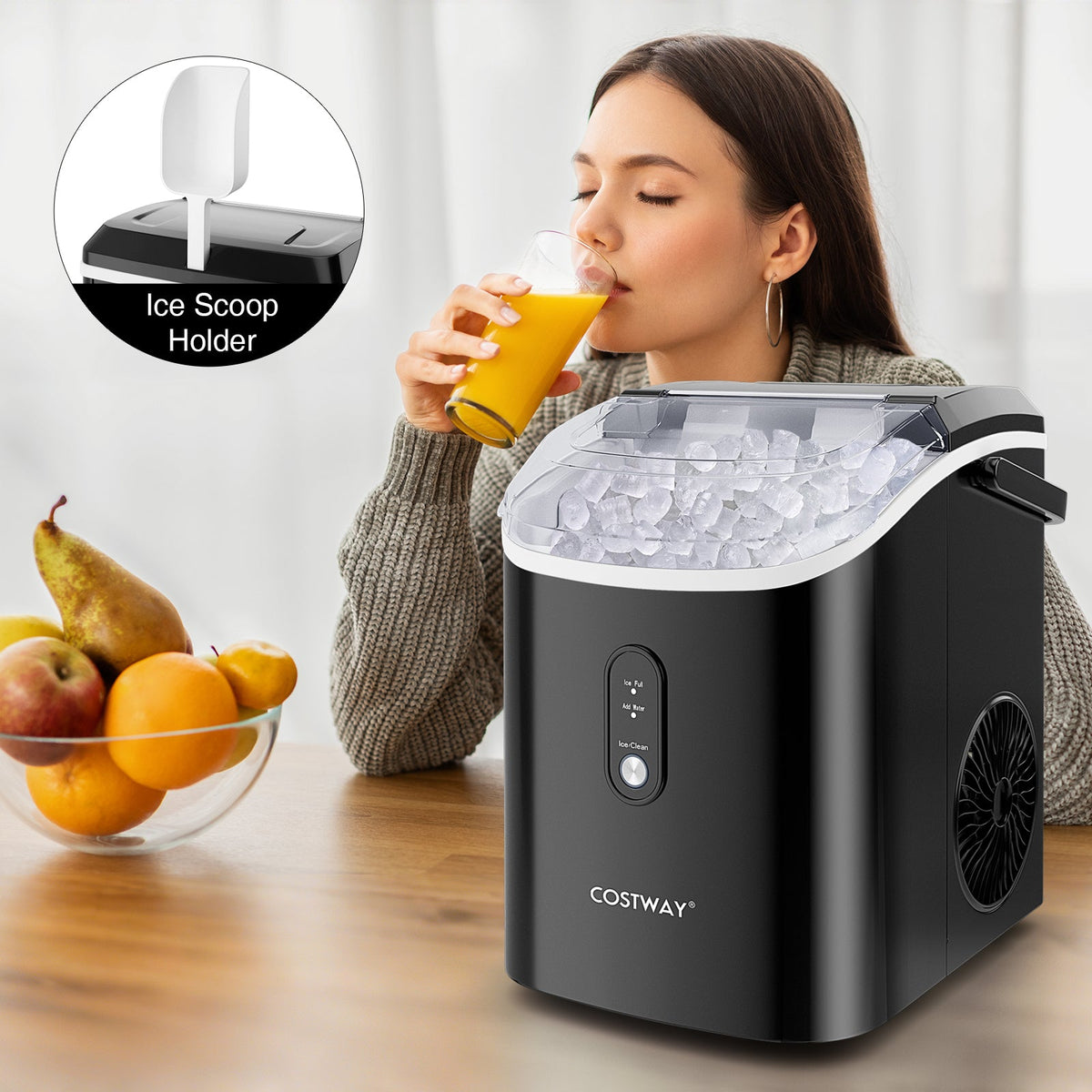 Nugget Countertop Ice Maker with Soft Chewable Pellet Ice-Black