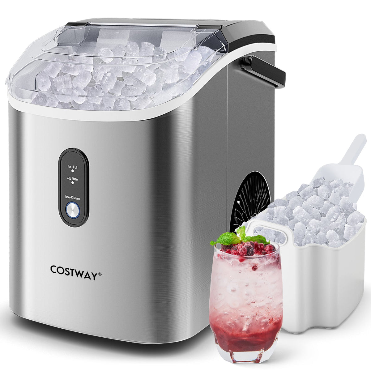 Nugget Countertop Ice Maker with Soft Chewable Pellet Ice-Silver