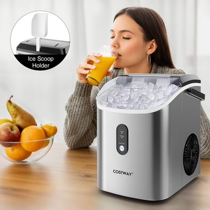Nugget Countertop Ice Maker with Soft Chewable Pellet Ice-Silver
