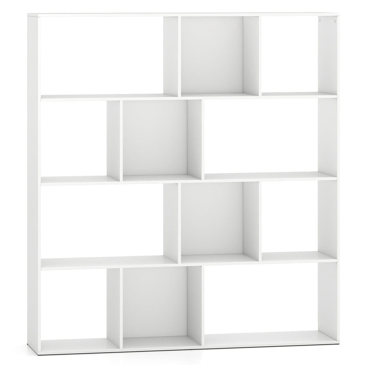 Open Shelf Bookcase 4-Tier Modern Bookshelf with 12 Storage Compartments-White
