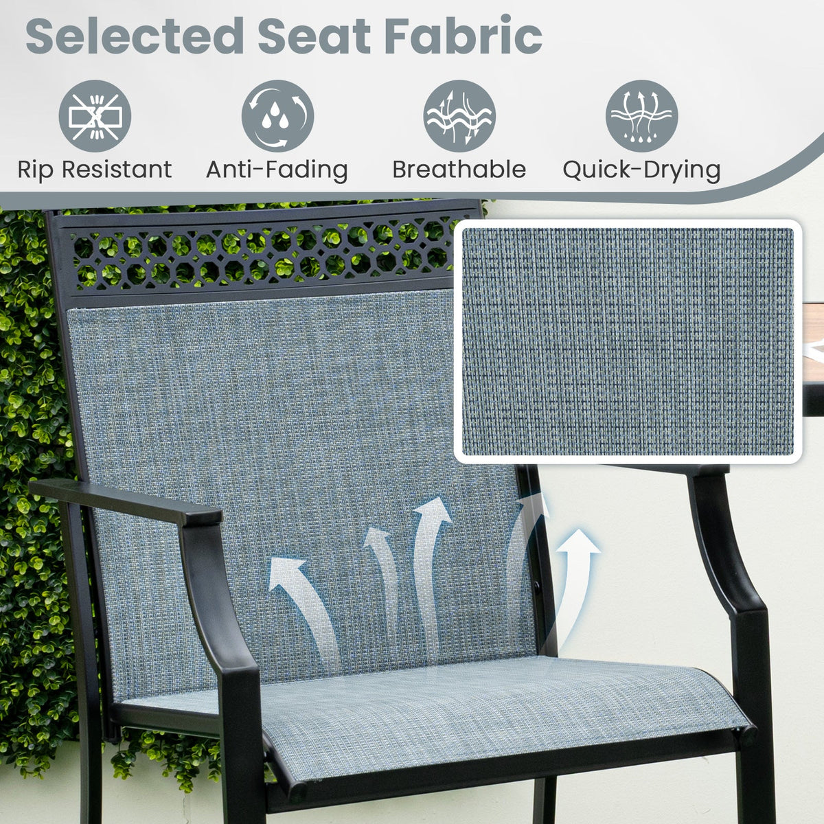 Outdoor Counter Stools Set of 2 Heavy-Duty Barstools with Footrest and Armrests