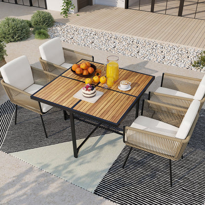 Patio Dining Chairs Set of 4 Bistro Well-Woven Rattan Chairs-White
