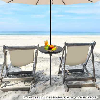 Patio Umbrella Table Tray Adjustable with Umbrella Poles-Black