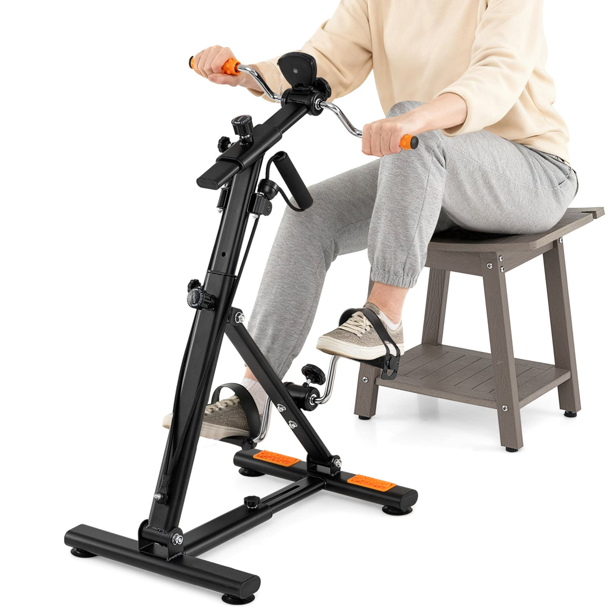 Pedal Exerciser with Adjustable Resistance for Arm and Leg Workout-Orange